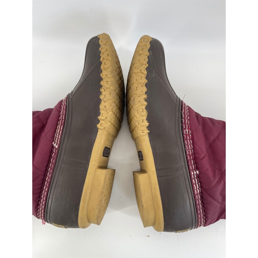 L.L. Bean Quilted Duck Boots Women 9 Burgundy Water Sherpa Lined Tall Maine - Picture 7 of 7
